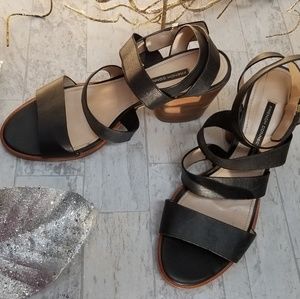French Connection Ciara Black Wrap Strap Sandal-11